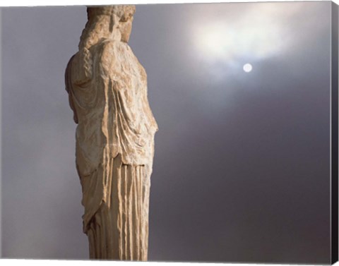 Framed Sculptures of the Caryatid Maidens Support the Pediment of the Erecthion Temple, Adjacent to the Parthenon, Athens, Greece Print