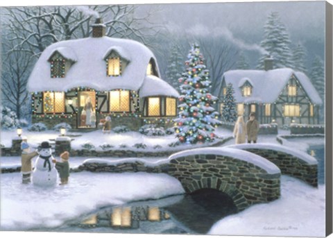 Framed Christmas Eve At Holbrook Cottage Print