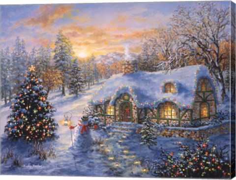 Framed Christmas Cottage 1 Print