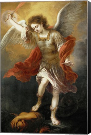 Framed Archangel Michael Hurls the Devil into the Abyss, c. 1665-1668 Print