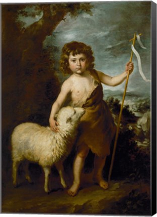 Framed Young John the Baptist with the Lamb Print