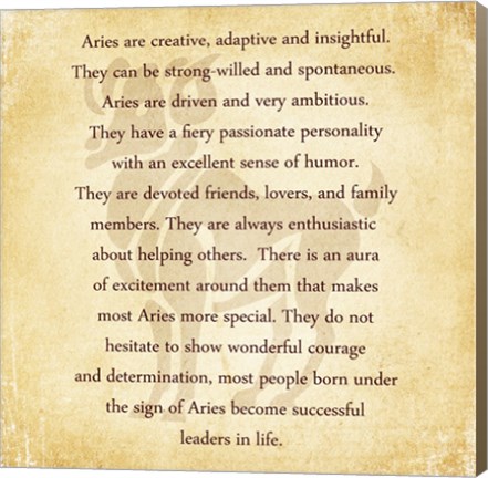 Framed Aries Character Traits Print