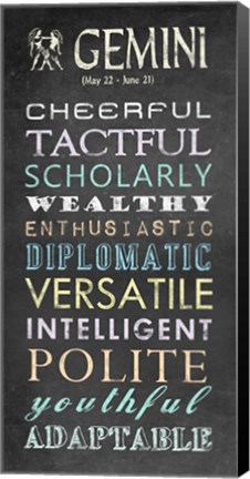 Framed Gemini Character Traits Chalkboard Print