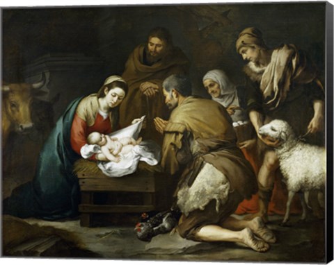 Framed Adoration of the Shepherds, 1655-1660 Print