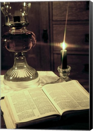 Framed Bible &amp; Lamp Print