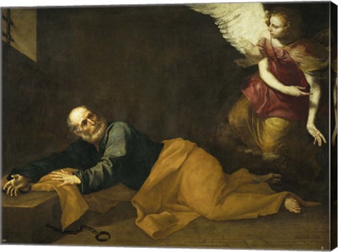 Framed Saint Peter Freed by an Angel, 1639 Print