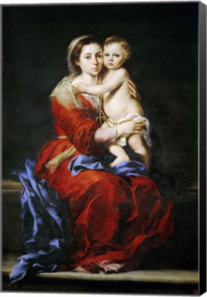 Framed Virgin with the Rosary, 1650 Print