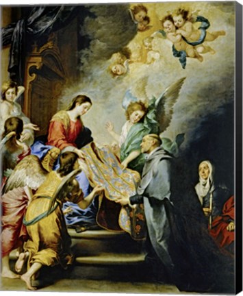 Framed Descent of Virgin Mary to Reward the Writing of Saint Ildefonso of Toledo Print