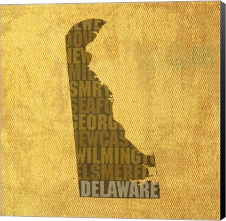 Framed Delaware State Words Print