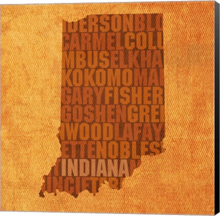 Framed Indiana State Words Print