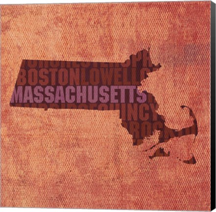 Framed Massachusetts State Words Print