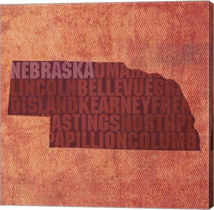 Framed Nebraska State Words Print