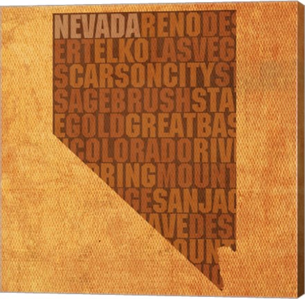Framed Nevada State Words Print