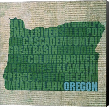 Framed Oregon State Words Print