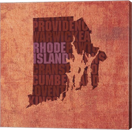 Framed Rhode Island State Words Print