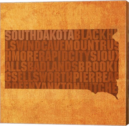 Framed South Dakota State Words Print
