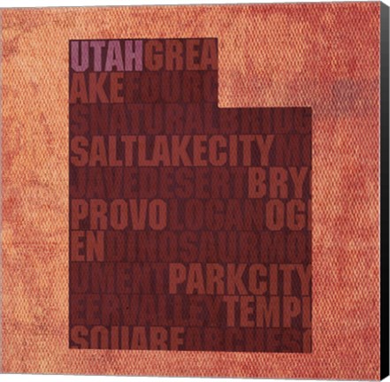 Framed Utah State Words Print
