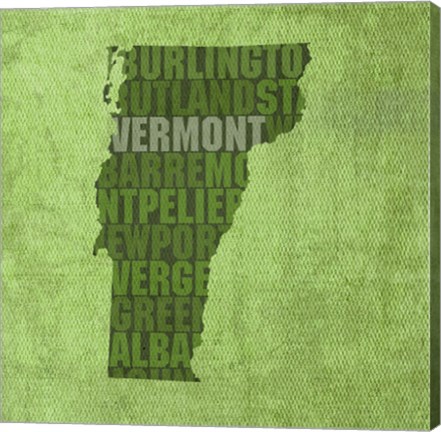 Framed Vermont State Words Print