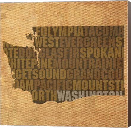 Framed Washington State Words Print