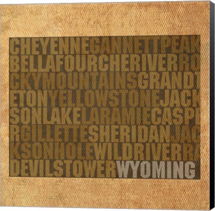 Framed Wyoming State Words Print