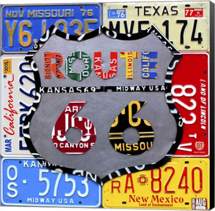 Framed Route 66 Road Sign Print