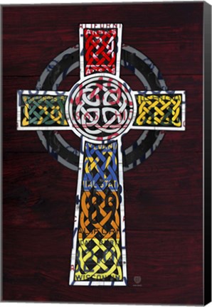 Framed License Plate Art Celtic Cross Print