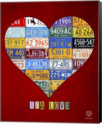 Framed License Plate Art Heart Print