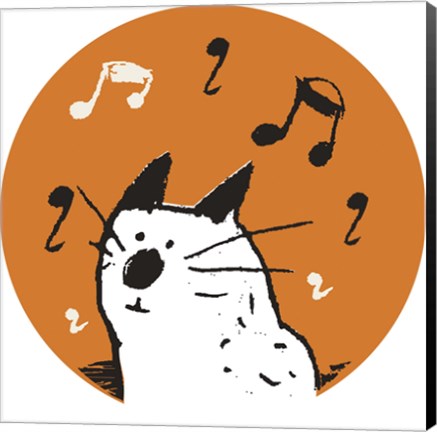 Framed Orange Music Cat Print