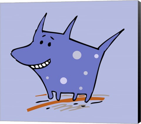 Framed Purple Polka Dot Dog Print