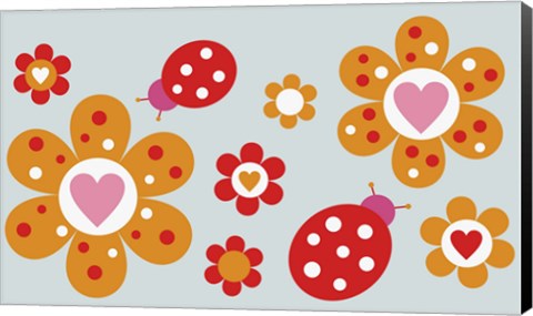 Framed Ladybird Flowers Print