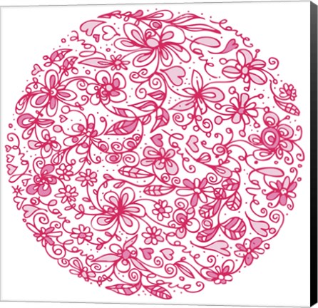 Framed Pink Flower Circle Print