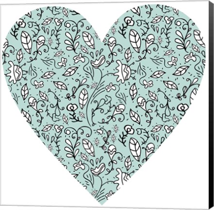 Framed Blue Flower Heart Print