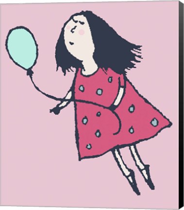 Framed Balloon Girl Pink Print