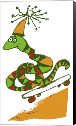 Framed Skateboard Snake Print
