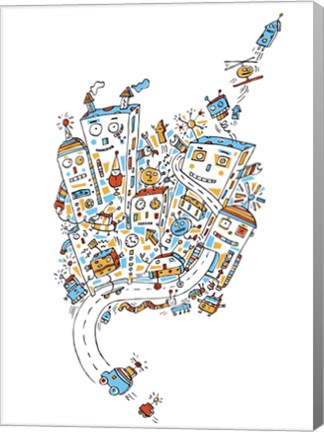Framed Robot City Print