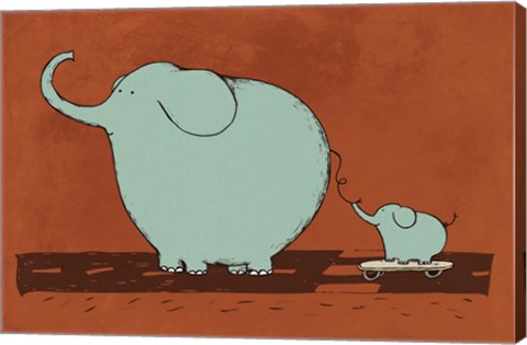 Framed Skateboard Elephant Print