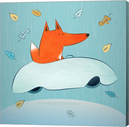 Framed Fox In Car Print