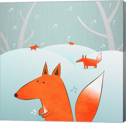 Framed Winter Foxes Print