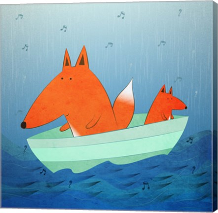 Framed Fox In A Boat Print