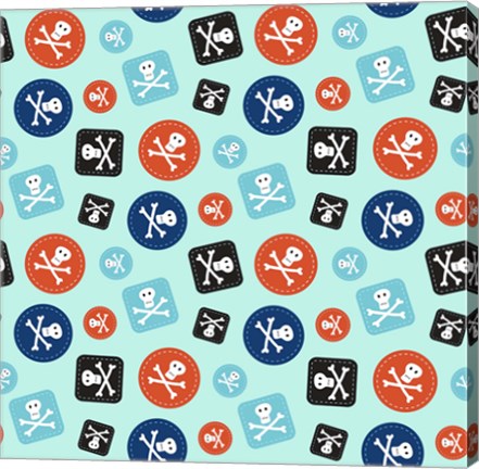Framed Pirate Badge Pattern Blue Print