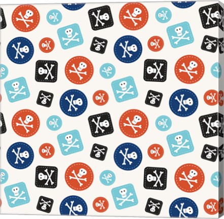 Framed Pirate Badge Pattern Cream Print