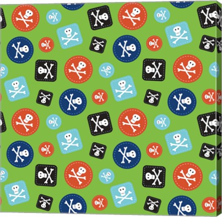 Framed Pirate Badge Pattern Green Print