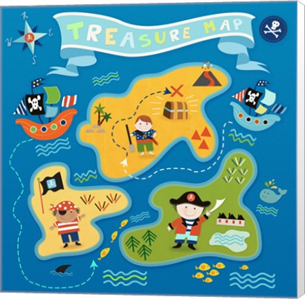 Framed Pirate Map Print