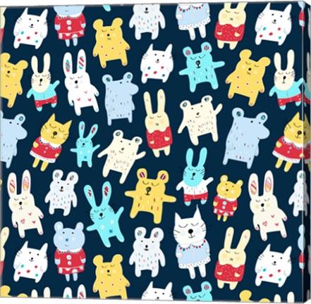 Framed Sleepy Time Toy Pattern 2 Print