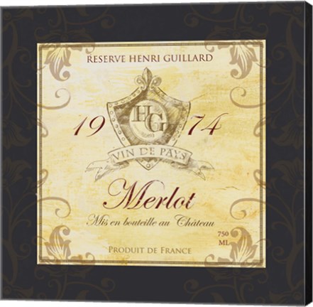 Framed Wine Label VI Print