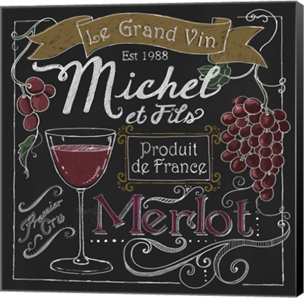 Framed Wine Chalkboard I Print