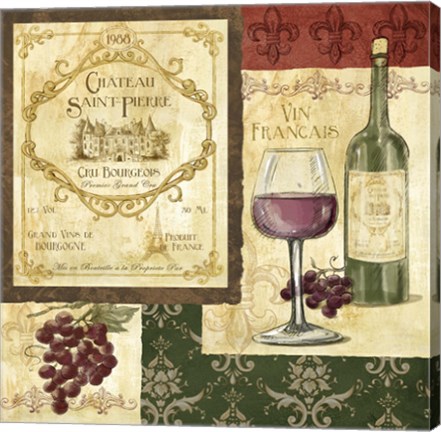 Framed French Wine Patch Print