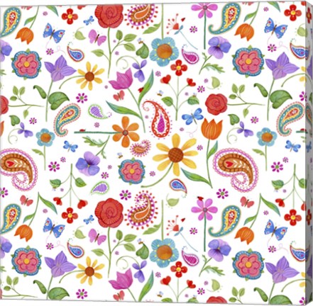 Framed Petals &amp; Paisley Print