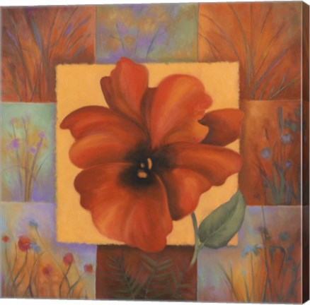 Framed Red Patchwork Print