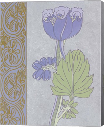 Framed Blue Tulip With Left Border Print